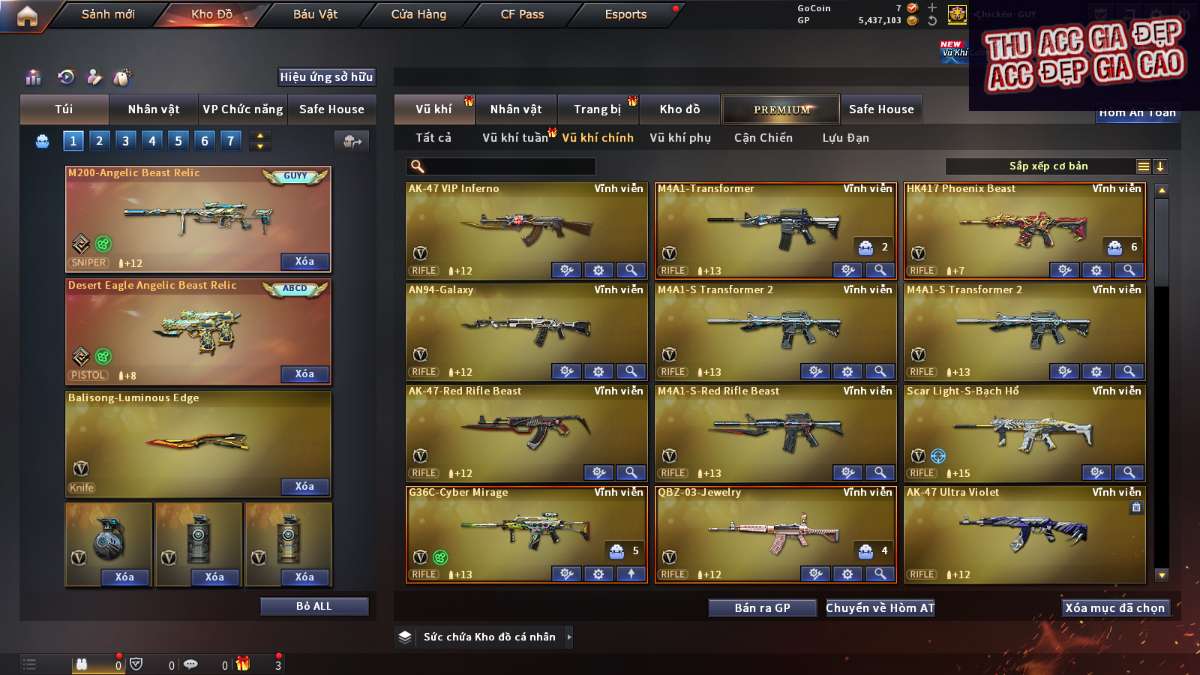 shop acc cf uy tin gia re